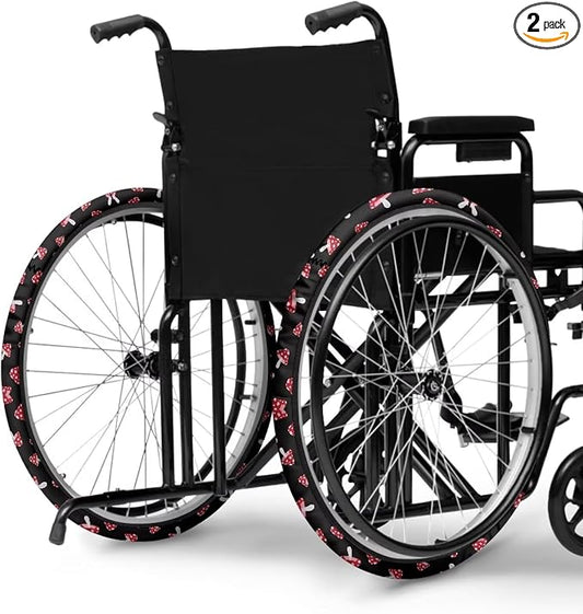 Mushroom Wheelchair Wheel Covers Non-Slip 24" Wheels Protective Cover to Protect Floors Carpets