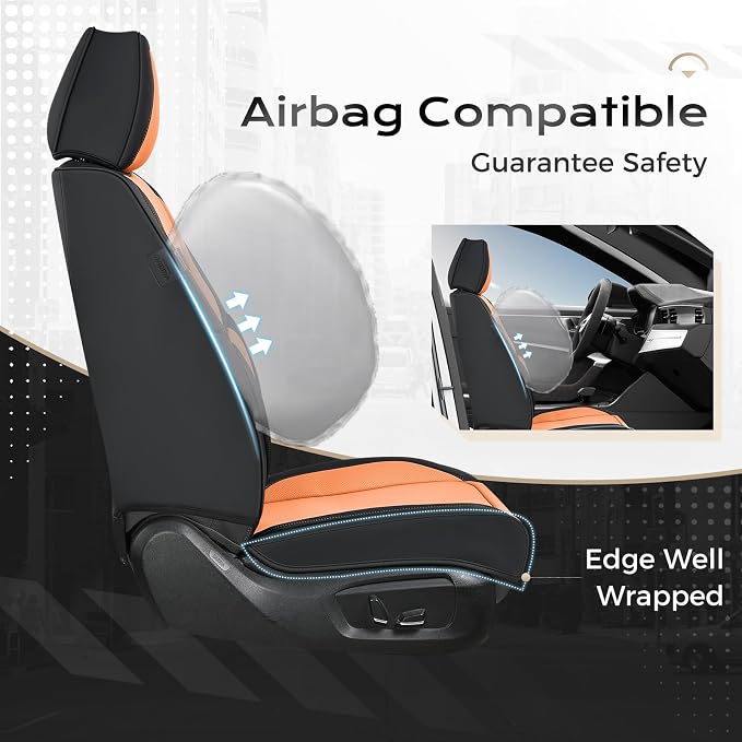 Coverado Car Seat Covers, Seat Covers for Cars, Waterproof Leather Auto Seat Protectors, Leather Car Seat Cushion, Car Interiors Accessories Universal Fit for Most Cars