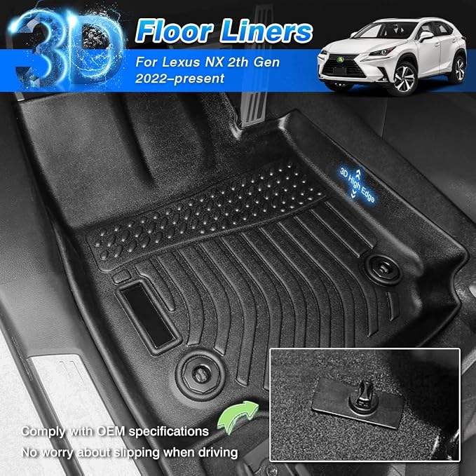 Cartist Floor Mats Fit for Lexus NX250 NX350 NX350h NX450h+ (NO Hybrid) 2022-2025, All Weather Car Floor Liners Heavy Duty