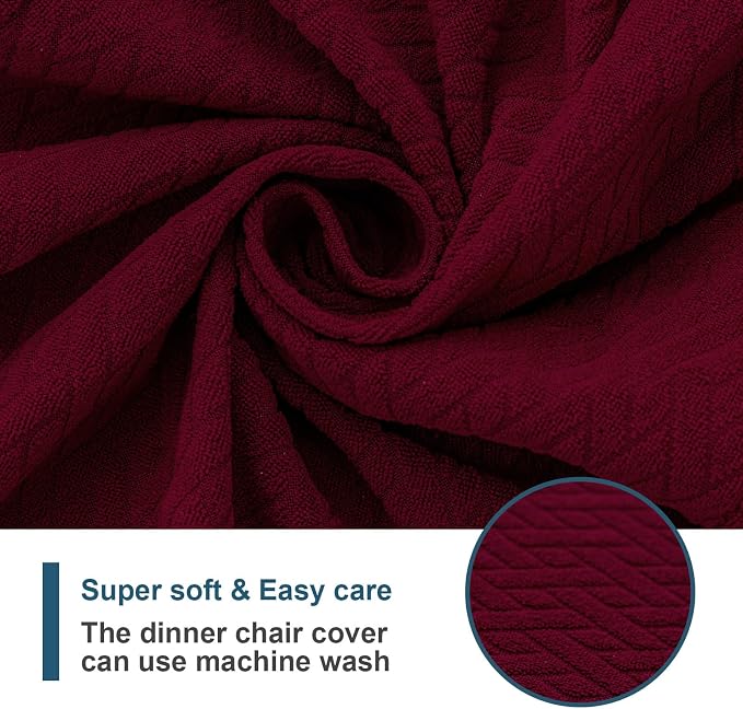 Genina Waterproof Seat Covers for Dining Room Chair Covers Set of 8, Stretch Jacquard Kitchen Parson Chair Slipcover Protector