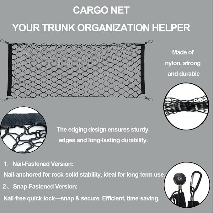 Cargo Net Stretchable，Car Exterior Accessories for SUV, Jeep, Trucks, Double-Layered Network Car Exterior Accessories for Secure Storage 35.4x15.8 inch