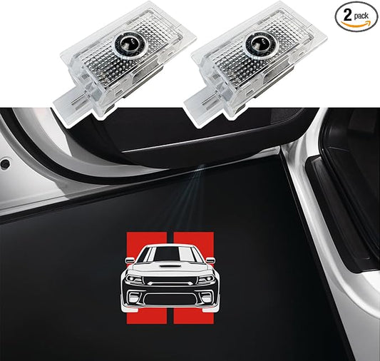 2Pcs Car Door Logo Lights Compatible with Charger 2010-present Puddle Lamps Projector Laser Door Shadow Light Puddle Lights Accessories (P4)
