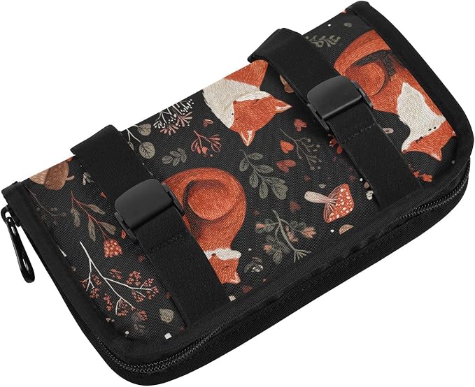 Foxes Mushrooms Black Car Tissue Holder Durable Napkin Holder Hanging Tissue Holders Case Car Tissues Bag for Sun Visor Seat Back Universal Auto
