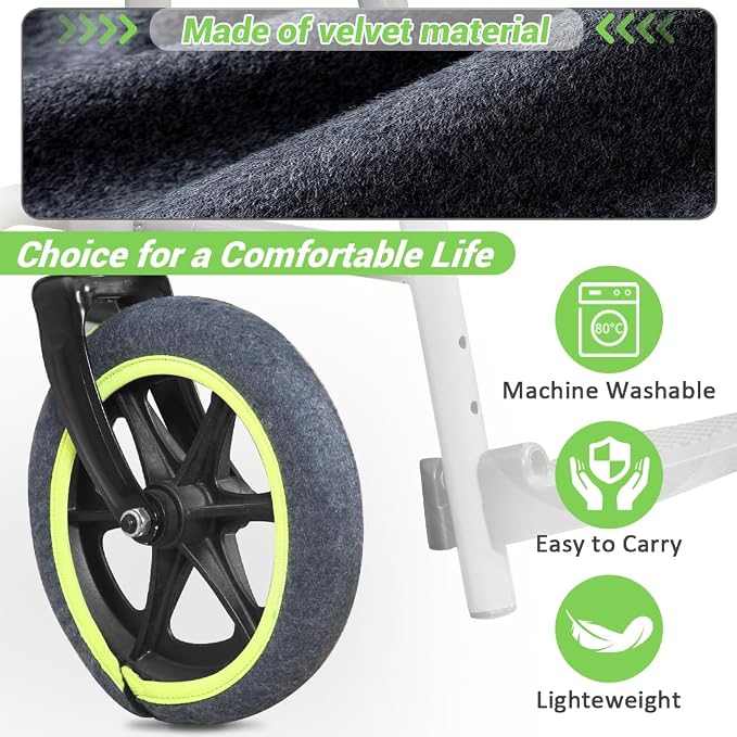 Wheelchair Wheel Covers 2 Pack - Dust proof Floor Protectors, Non-Slip & Silent Rolling Covers for Indoor Use - Fits Most Wheelchair Tires (Blue, 8in)