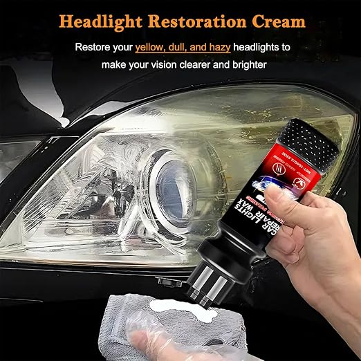Headlight Restoration Kit, Headlight Cleaner Cream Car Detailing Kit for Car Light Cleaning & Finish Polish, Automotive Stuff Restore Yellowing Oxidation Head Light-100ml