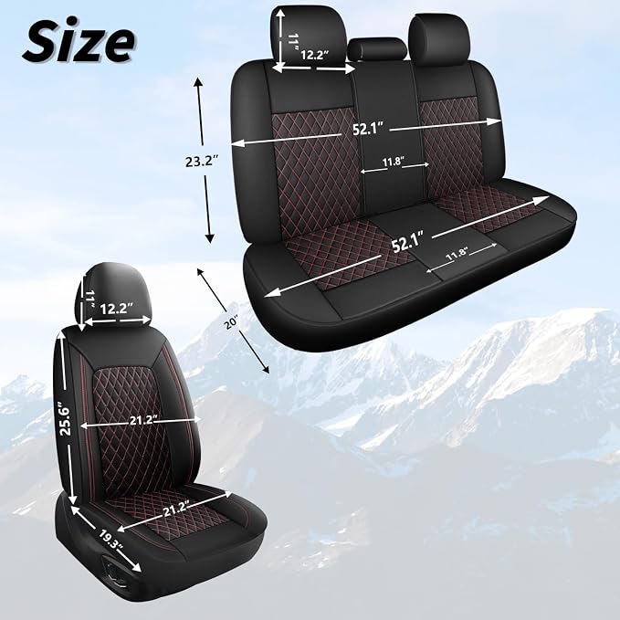 HChengkikz Faux Leather Front Car Seat Covers, 2 Pack Seat Protectors | Easy to Install Auto Interior Accessories Universal Fit for Sedans, SUVs, Trucks, Vans