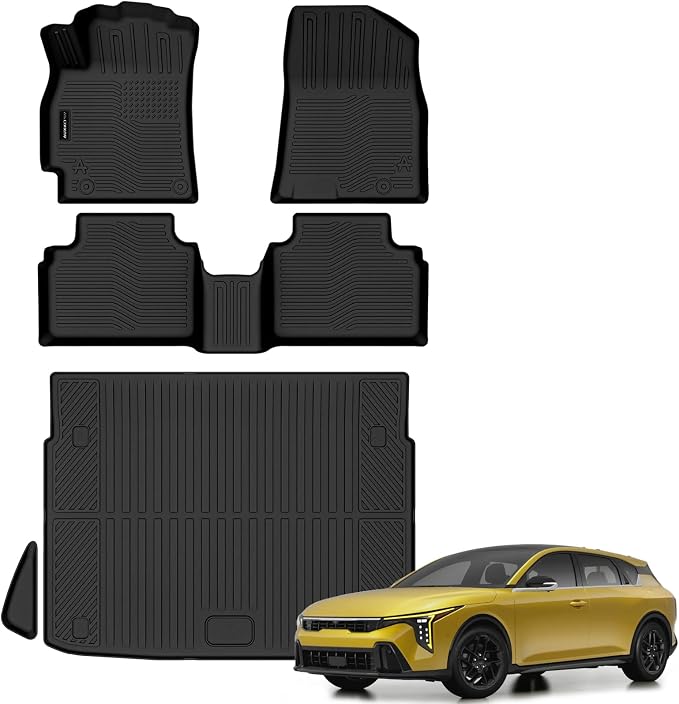 AUXKO All Weather Floor Mats Cargo Mat Fits for Kia K4 Hatchback 2026 TPE Liners All Season Accessories Guard Odorless Anti-Slip Floor Liners Trunk Tray