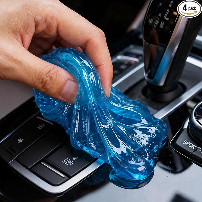 toretark Car Cleaning Gel – Reusable Interior Car Cleaner Putty, Natural Auto Detailing Slime for Vents & Crevices, Universal Car Accessories Gift for Men & Women, Blue, 4 Pack