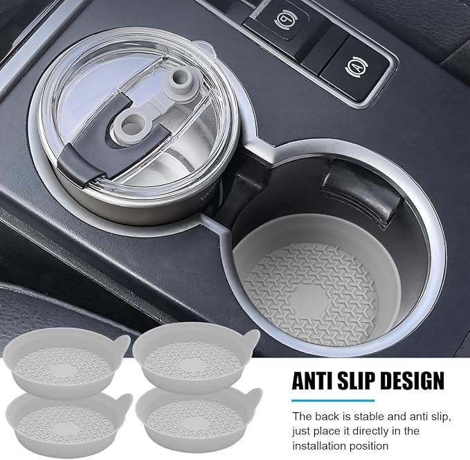 Mandark Car Cup Holder Coasters, Non-Slip Silicone Vehicle Insulation Drink Mat, Waterproof Sift-Proof Spill Recessed Automotive Interior Cup Insert Pad Accessories, Universal Fit (Gray)