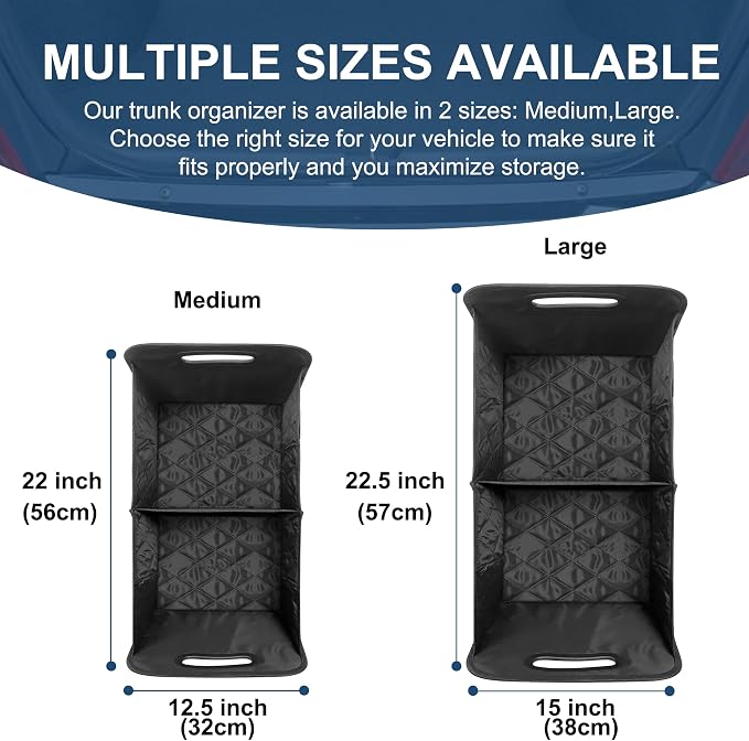 Deosk Car Trunk Organizer for SUV, Car Organizers and Storage with Reinforced Handles, Car Accessories for Women/Men 50LWaterproof Polyester Trunk Organizer, Black