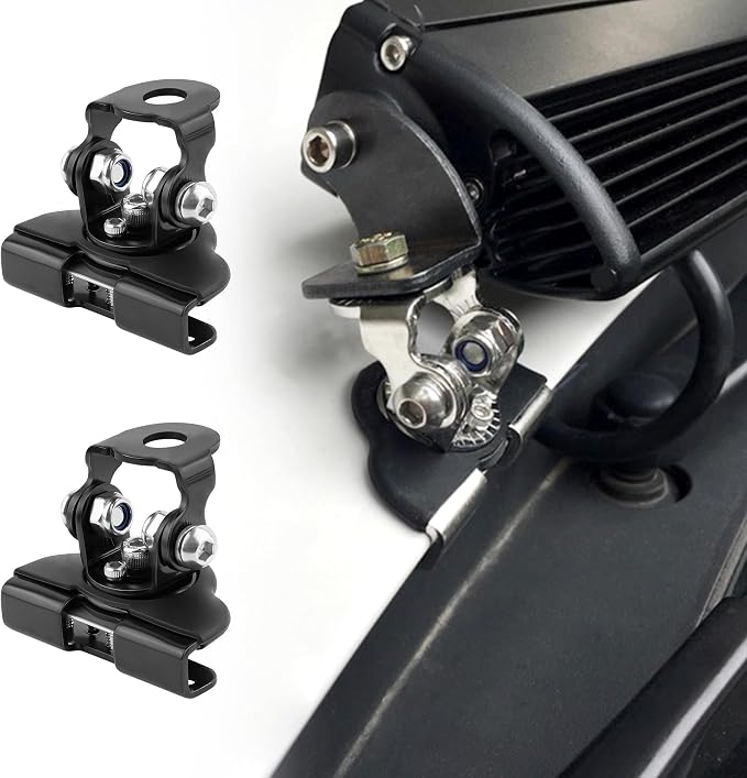 2PCS Car LED Light Bar Mounting Brackets with Hex Wrenches,Adjustable Car Accessories Hood Mount Light Brackets,Universal Car LED Grill Lights Bar Brackets for Car Truck SUV (Black)
