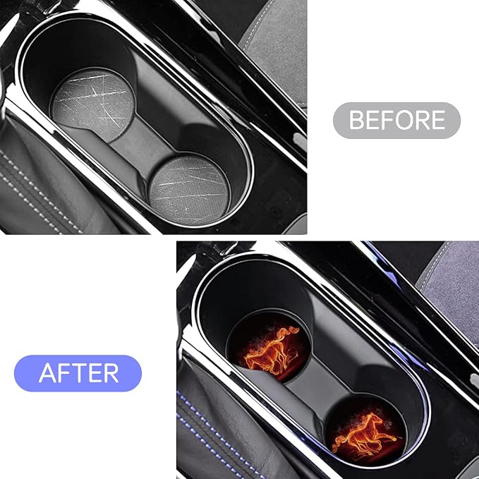 Car Cup Holder Coaster 2PCS Cool Fire Horse Car Coasters Car Cup Holder Insert Coasters Mats