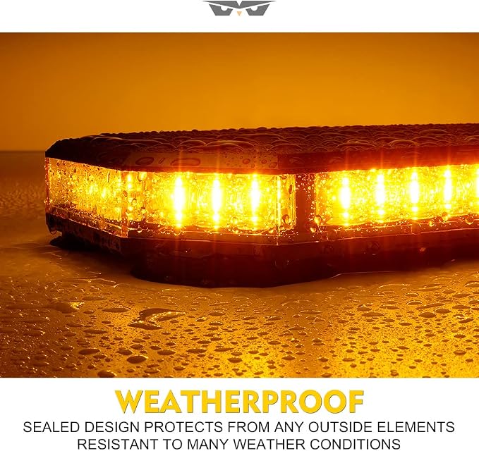 LUMENIX 42 LED Roof Top Strobe Beacon Light Bar Hazard Warning Emergency Flashing Plow Lights with Controller for Construction Vehicles Tow Trucks Postal Mail Cars Snowplow Amber (Patent Design)