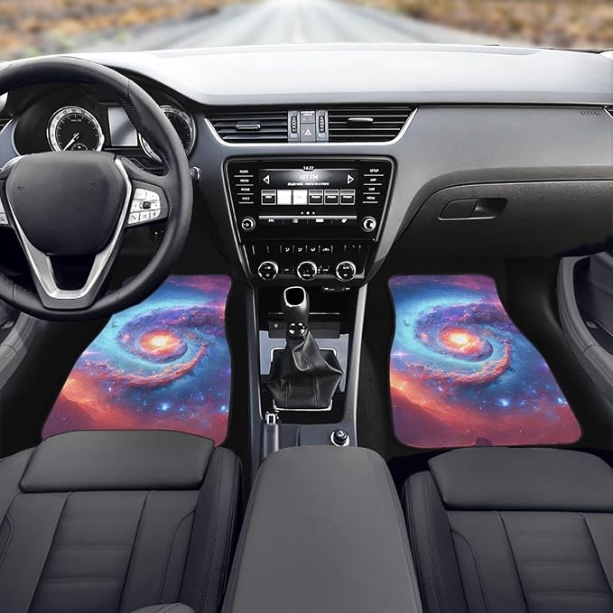 Galaxy Space Print Car Floor Mats Set of 4 Universe Nebula Universal Vehicle Floor Carpet Decorative Cosmic Auto Front Rear Foot Rugs for Trucks SUV Sedan