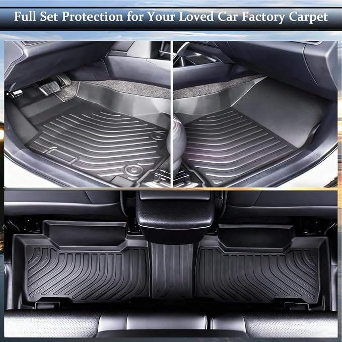 Aiqiying Floor Mats＆Cargo Liners Compatible with Toyota Camry 2025-2026 Modelss，All Weather Waterproof Durable Custom-Fit Back Trunk Tray Front Rear Rows Full Set Carpet Protection TPE Accessories