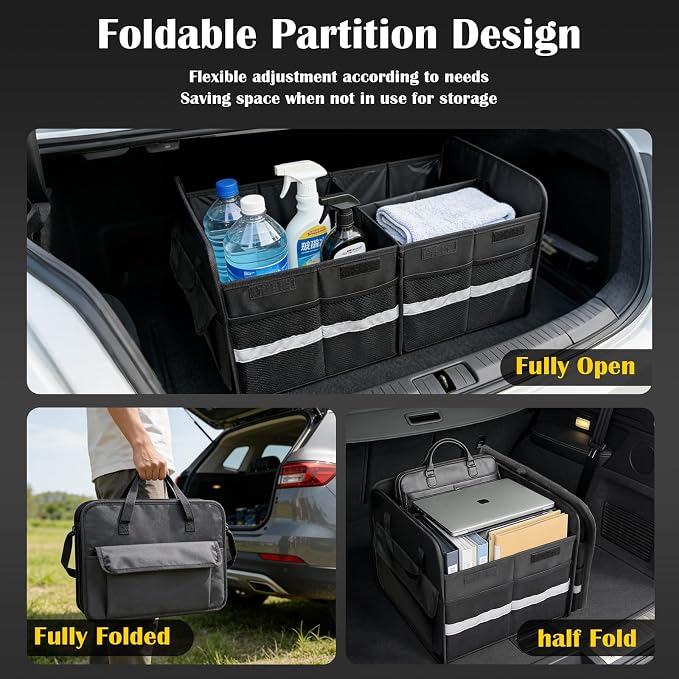 CloudDream Car Trunk Organizer, 70L Extra Large Capacity SUV Cargo Storage,Collapsible Waterproof Design for SUV, Truck, Minivan, Sedan, Auto Accessories