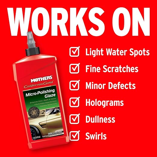 Mothers California Gold Micro-Polishing Glaze, 16 oz. (08100) | Ultimate Wax System Step 2, Adds Vibrance, Depth & Clarity to Paint & Clearcoats, Enhances Reflectivity