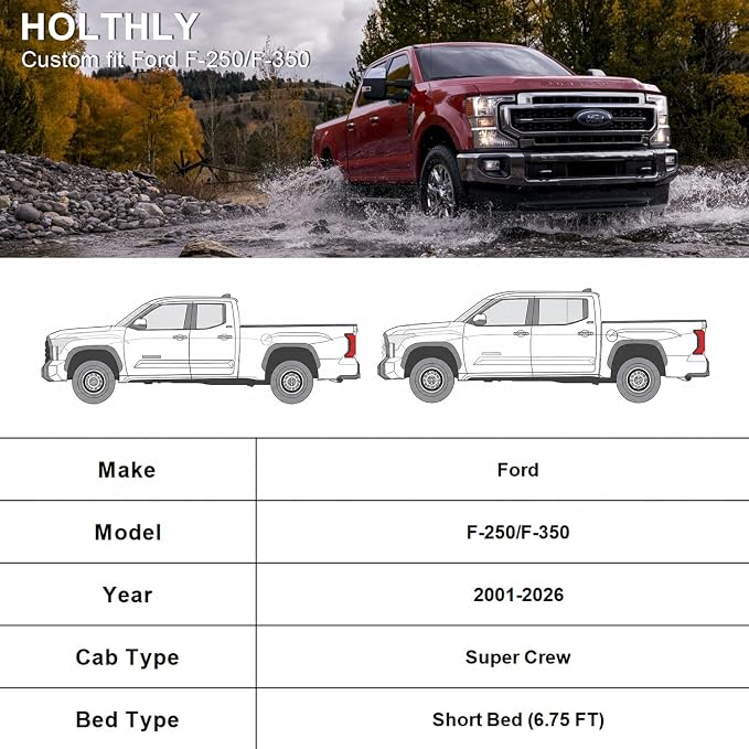 10 Layers Truck Cover Waterproof All Weather Custom Fit Ford F-250 F-350(2001-2026) SuperCrew Short Bed, Outdoor Full Exterior Pickup Car Cover Sun Rain Snow Ice Protection. Sliver