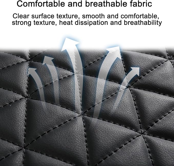 2PCS Leather Car Seat Cover, Vehicle Front Bottom Seat Protector Pad, Full Surrounded Waterproof Auto Seat Protective Cushion with Storage Pocket, Universal for SUV, Truck, Sedan（Black）