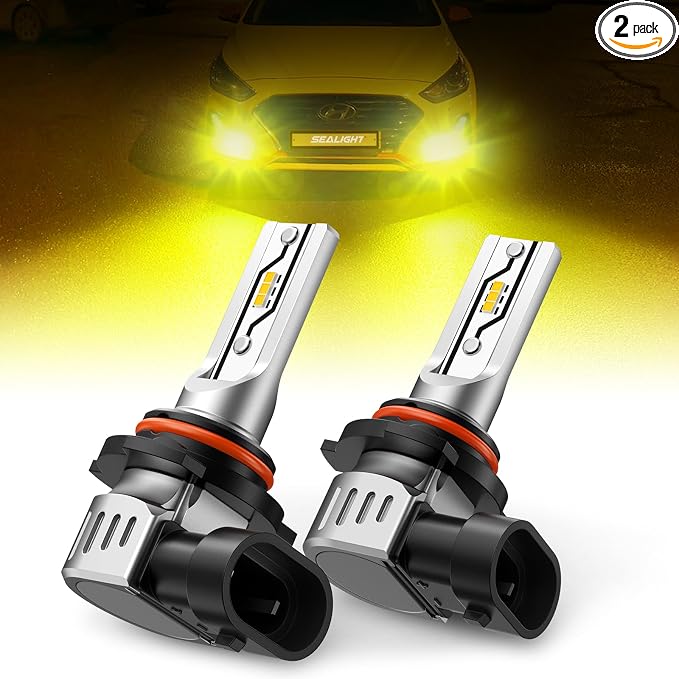 SEALIGH Yellow fog light bulbs, 9145 9045 9040 9140 Fog Lights or Daytime Running Light 3000K Yellow, 1:1 Size Plug ang Play, Non-polarity, Door Panel Lights,Pack of 2