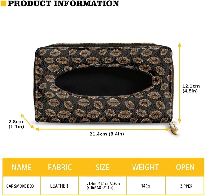 Lips Pattern PU Leather Car Napkin Holder Car Tissue Holder for Car Sedans SUV Vans Napkin Holder Tissue Box for Sun Visor & Back Seat