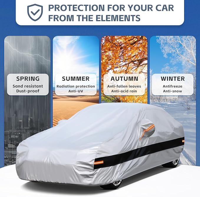 10 Layers Car Cover Custom Fit for Nissan Altima (2002-2026) Waterproof All Weather for Automobiles, Outdoor Full Cover Rain Sun UV Protection.Silver