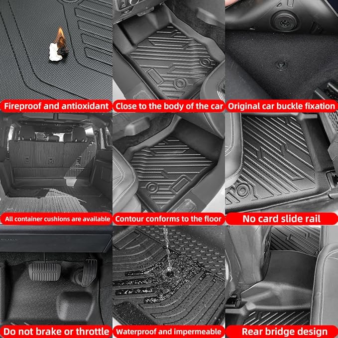 All-Weather Car Floor Mats for Ford Bronco 4 Door 2021-2025 Custom Fit Floor Liners Full Set (Front, Rear, Cargo) Easy to Clean Ford Bronco Accessories (Not for Sport/2-Door)
