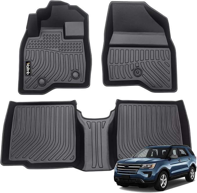 Wailtnb-Mats for Ford Explorer 2015-2019 2 Row Floor Mat All Weather Floor Liner Car Mat for Explorer Custom Fit Automotive Full Set Accessories
