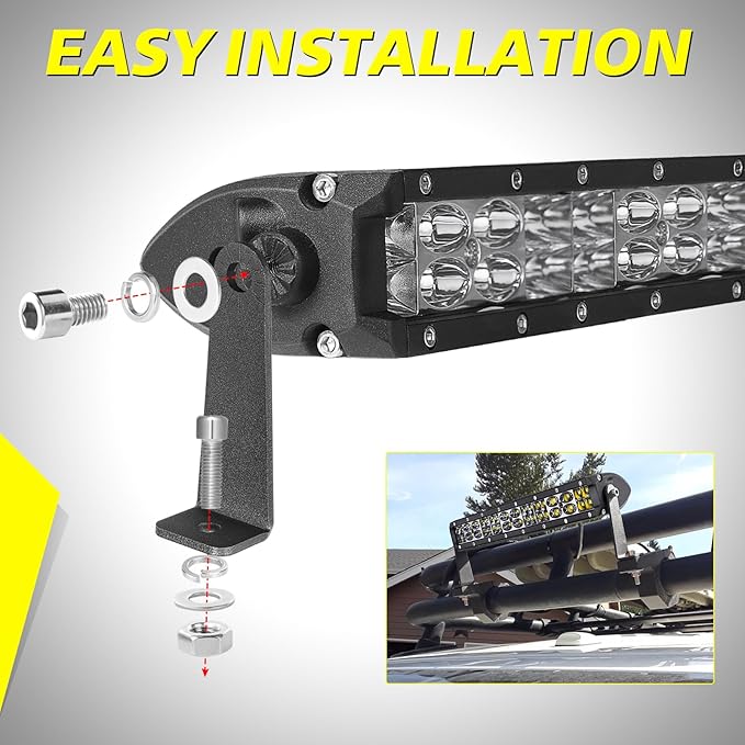 Light Bar Mounting Brackets 2 Packs Universal Side-Mounted Brackets for Straight or Curved Single-Row LED Light Bar Up to 52 Inch