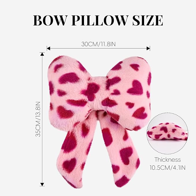 2 Pack Bow Car Headrest Pillow Comfortable Soft Plush Head Rest Cushion, Neck Pillow for Driving Office Use and Car Interior Decoration (Pink Heart)