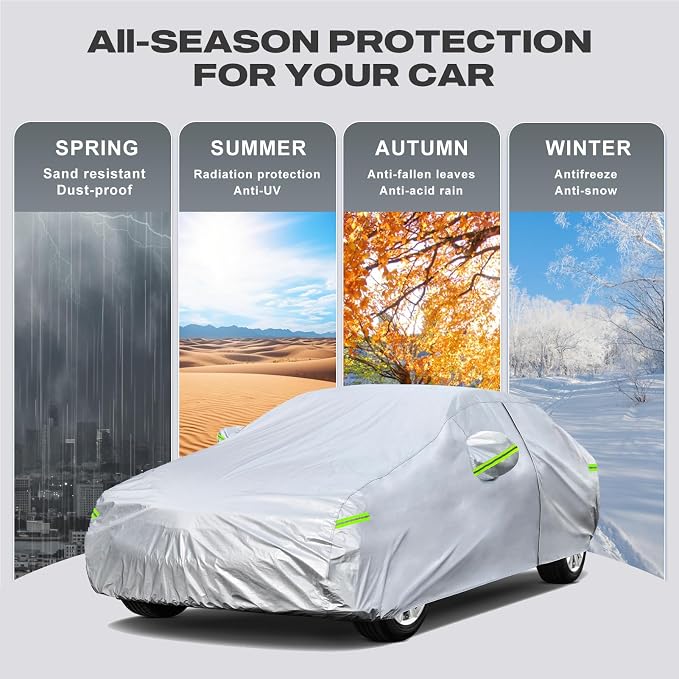 KouKou Car Cover Custom Fit for Lexus IS250 IS300 IS350 (2005-2026), 6 Layers Waterproof All Weather for Automobiles Full Exterior Cover Rain Sun Snow Protector with Door Zipper. Silver
