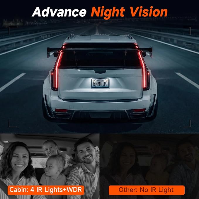 GT902 Dashcam 4K 3 Channel Dash Cam Front Rear Inside, True 170° Wide Angle, 3.19" IPS Screen 2.4G WiFi Custom APP Control, Loop Recording Collision Lock G-Sensor Parking Monitor, 256GB Storage Max