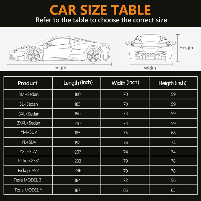 Car Cover Waterproof All Weather, 6 Layers Car Covers for Automobiles, Full Exterior Cover with Zipper, Outdoor SUV Car Cover Sun UV Rain Snow Wind Protection, Fit for 207"(207*75*74 inch)SUV