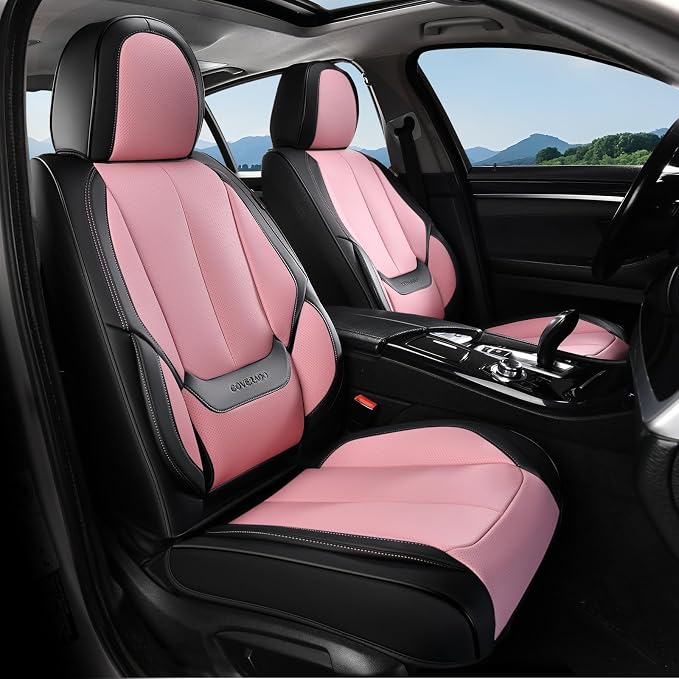 Coverado Car Seat Covers, Seat Covers for Cars, Waterproof Leather Auto Seat Protectors, Leather Car Seat Cushion, Car Interiors Accessories Universal Fit for Most Cars