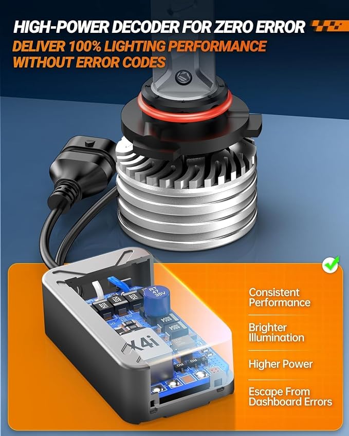 SEALIGHT 9005 H11 Bulbs, 180,000LM 14X Brightness, HB3 H8/H16/H9 6500K White, IP68 Waterproof 70000Hrs Lifespan, 5X Heat Dissipation driving, Plug and Play, 4 Pack