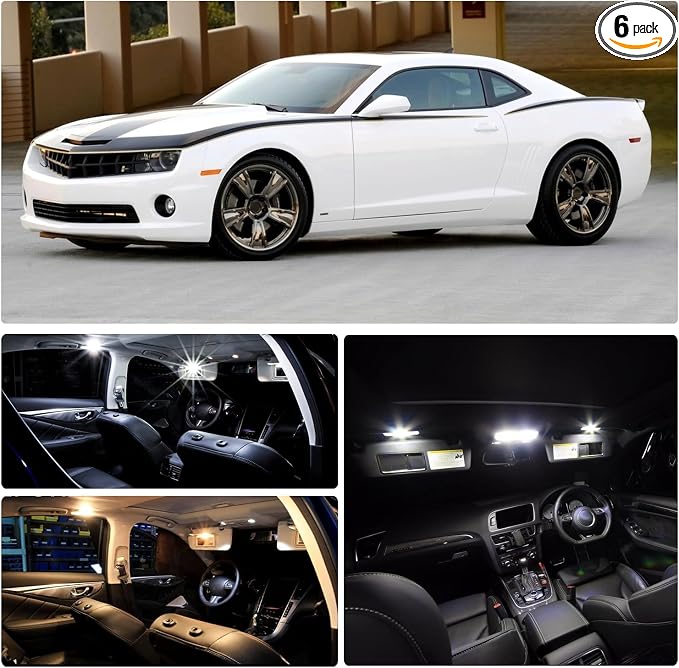 LED Interior Lights Kit for Chevy Camaro 2010 2011 2012 2013 2014 2015 Super Bright 6000K Dome Trunk License Plate Lights White Interior LED Light Bulbs Package + Install Tool