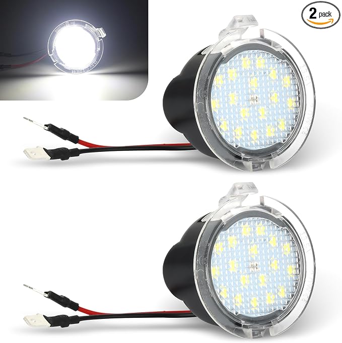2 PCS Side Mirror Puddle Light, 6500K High Brightness Warning Welcome Light with PC Waterproof Lens, Canbus Decoding Plug and Play Bulb, Compatible with Ford F150 Explorer Edge (White)