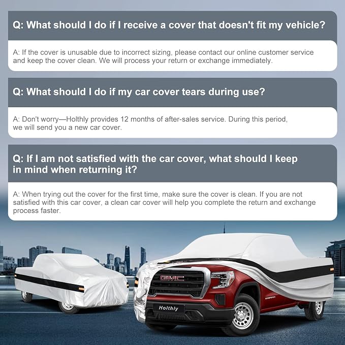 10 Layers Truck Cover Waterproof All Weather Custom Fit GMC Sierra 1500(2002-2026)Double/Extended/Crew Cab Short Bed, Outdoor Full Exterior Pickup Car Cover Sun Rain Snow Ice Protection.Sliver
