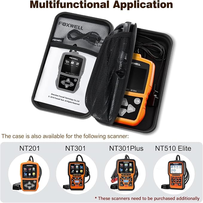 FOXWELL Protective Carrying Case for OBD2 Scanner, Battery Tester, Diagnostic Tools & Cable Storage -Professional OBDII Storage Box for Handle-Size Code Readers