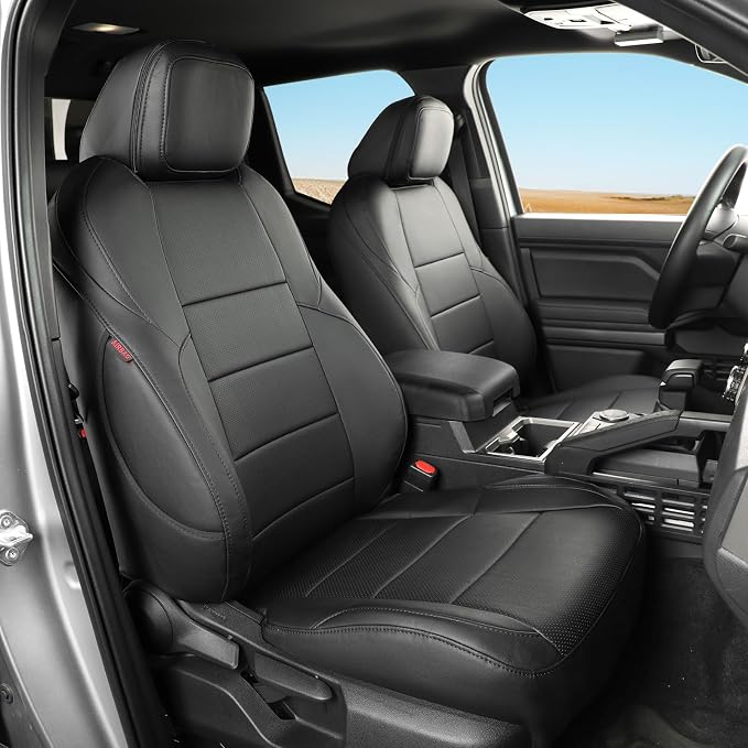 coverdream Tacoma Hybrid Seat Covers Full Set for 2024-2026 Toyota Tacoma TRD Sport,TRD Off-Road,Limited,Trailhunter Pickup,Fully Covered,Waterproof Leather Car Seat Protector (Black)