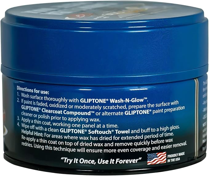 Gliptone Carnauba Paste Wax, Original Brazilian Carnauba Formula for Maximum Surface Protection and Long-Lasting Brilliant Shine, Easy Apply & Remove, 10.5 Oz | Original Brazilian Carnauba Formula, Maximum Surface Protection, Long-Lasting Brilliant Shi...