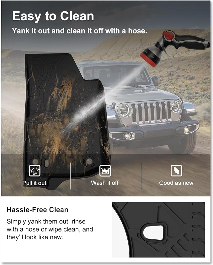 Kiwi Master Floor Mats for 2018-2026 Jeep Wrangler JL 4-Door | OEM Replacement 82215203AE, Custom Fit All Weather Car Mats, Heavy Duty TPE Floor Liners, Front & Rear 2 Row Set, Black