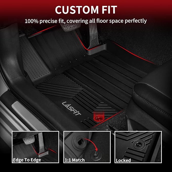 LASFIT Floor Mats&Trunk Mat for Toyota Camry 2018-2024 FWD Gas (Not for Hybrid or AWD), All Weather Custom Fit Floor Liner for Camry TPE Car Mats 1st & 2nd Row&Cargo Liner L/LE/SE/TRD/XLE/XSE, Black