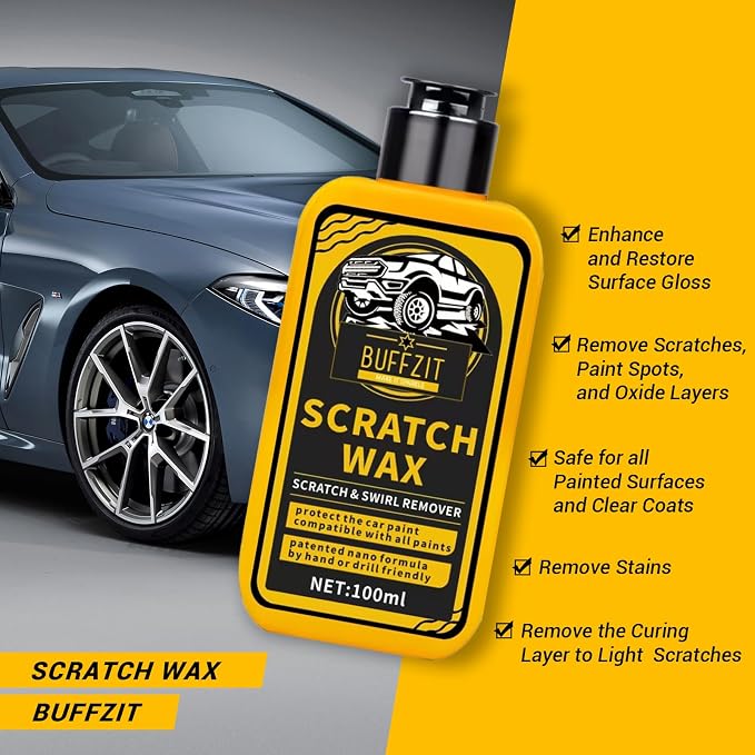 Car Scratch Remover for Vehicles, Scratch Repair Wax, Rubbing & Polishing Compound, Easily Removes Surface Scratches, Effectively Reduces Swirl Marks for Cars and Other Vehicles, 3.4oz/100ml