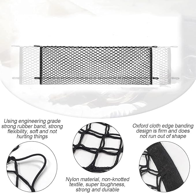 Envelope Trunk Cargo Net Compatible with Nissan Armada 2005 to 2026 | Trunk Cargo Net Compatible with Nissan Armada 2005-2023, 2024, 2025 2026; Black Polyester Hook Cargo Net for SUV Trunk