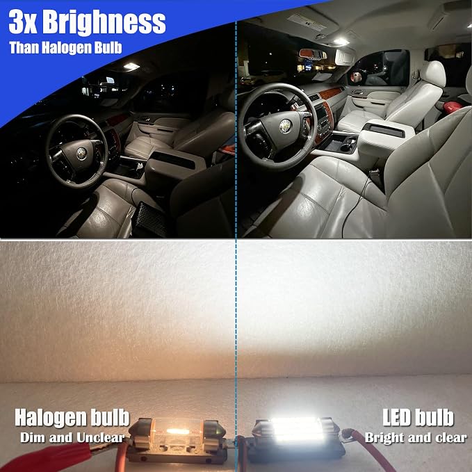 50-Pack LED Interior Light Kit Map Dome Bulb for Car Truck Vehicle | 12V White DE3175 6418 6411 T10 194 BA9S 64111 T5 74 6615F 28mm 31mm 36mm 41mm Vanity Mirror Footwell Cargo License Plate Bulb