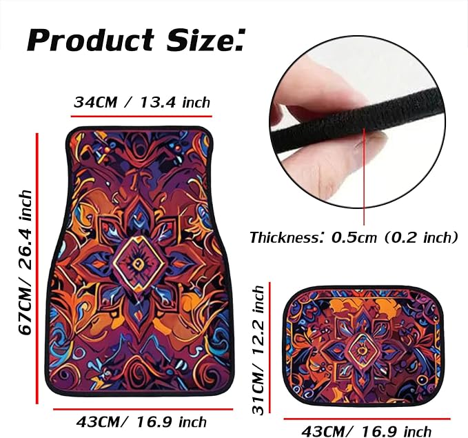 Car Floor Mats Non-Slip Automotive Floor Mats All-Weather Front Rear Car Floor Foot Mat Sets of 4 Pieces Foot Mats Rugs Carpet for Car Trucks SUV Sedans (FUGU-03)