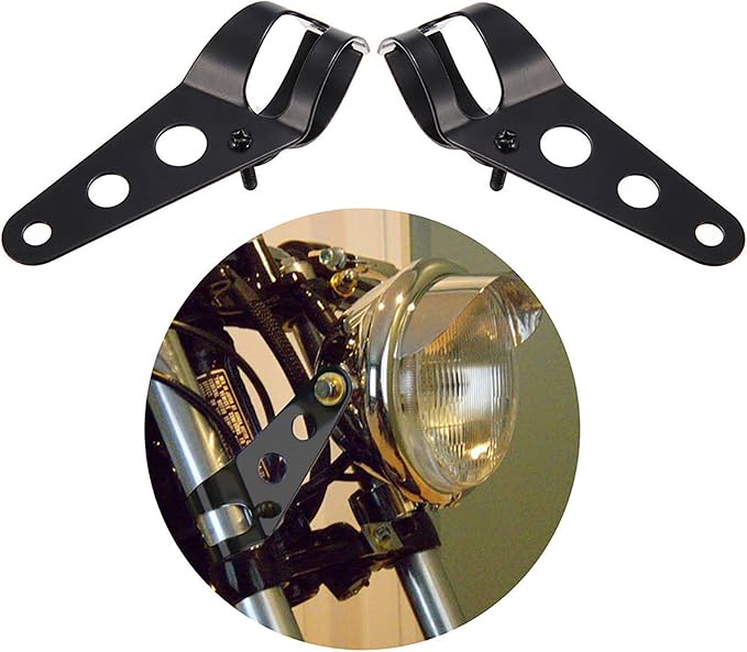 ANKIA Universal 33mm-43mm Metal Motorcycle Modified Headlight Mount Brackets Clamp Fork Ear for Motorcycle Chopper Cafe Racer (Black)