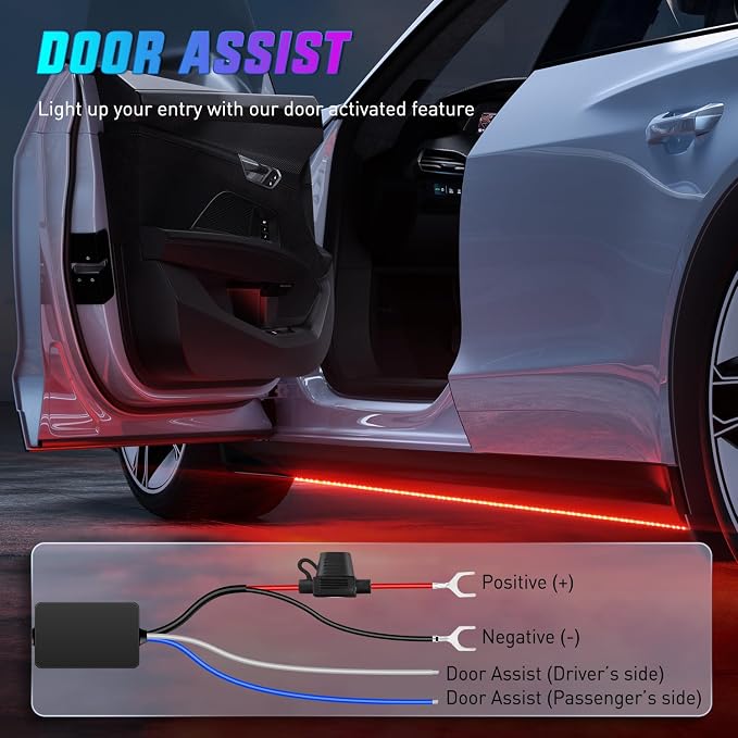 Nilight 8Pcs Aluminum Underglow Neon Accent Strip Lights 396 LEDs RGB Door Assist Multi Color DIY Sound Active Function Music Mode with APP and Remote Control Underbody Light Strips for Car Truck RV