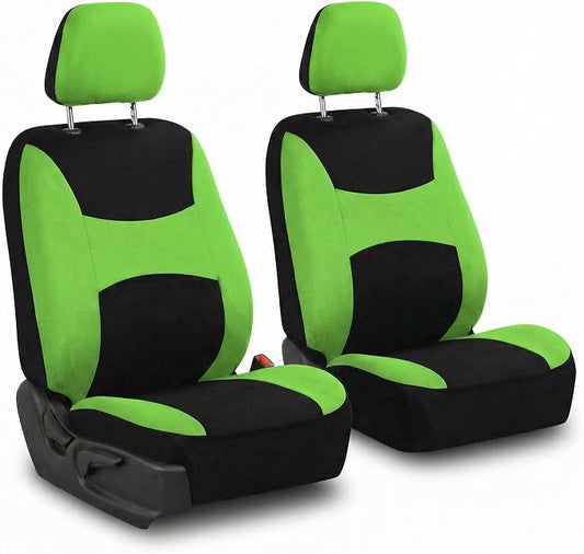 FH Group Universal Car Seat Covers Front Set for SUV Truck Sedan Vans | Waterproof All-Purpose Cloth Seat Cover Set Airbag Compatible Washable Split Bench Protector Interior Upgrade - Green